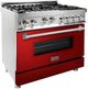 ZLINE 36" Stainless Steel/Red Gloss Pro Style Gas Range-1