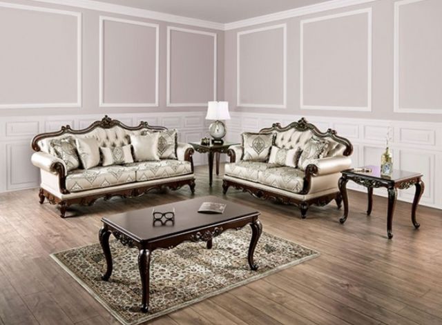 Furniture of America® Veracruz Beige/Dark Cherry Loveseat-1