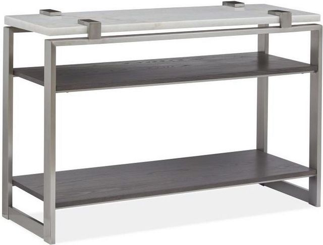 Magnussen Home® Paradox Pearl White Rectangular Sofa Table with Platinum Frame -0