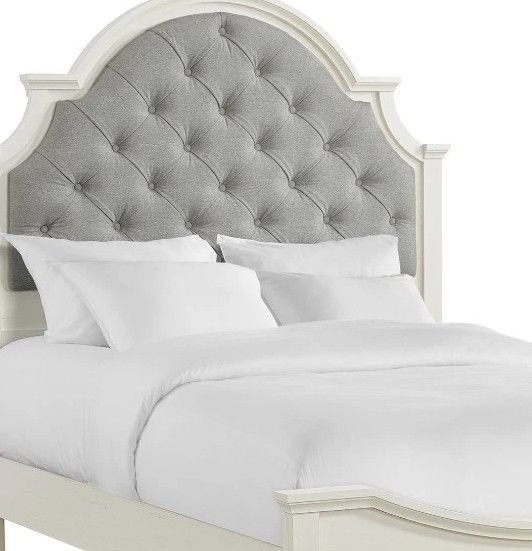 Elements International Eastwood White Full Youth Upholstered Panel Bed -1