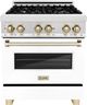 ZLINE Autograph Edition 30" Satin Stainless Steel Pro-Style Dual Fuel Range with Electric Convection Oven and White Matte Door-0