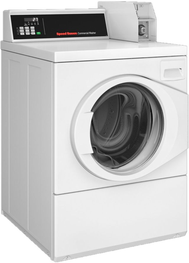 Speed Queen® Commercial 3.42 Cu. Ft. White Coin Drop Front Load Electric Washer-1