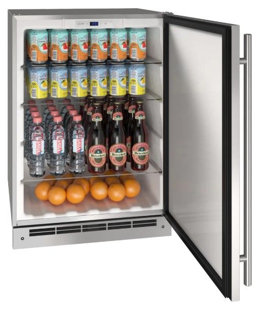 U-Line® Stainless Steel 24" Outdoor Reversible Hinge Refrigerator-2