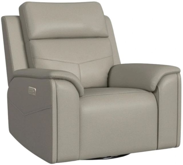 Flexsteel® Vernon Dove Gray Power Swivel Glider Recliner-0