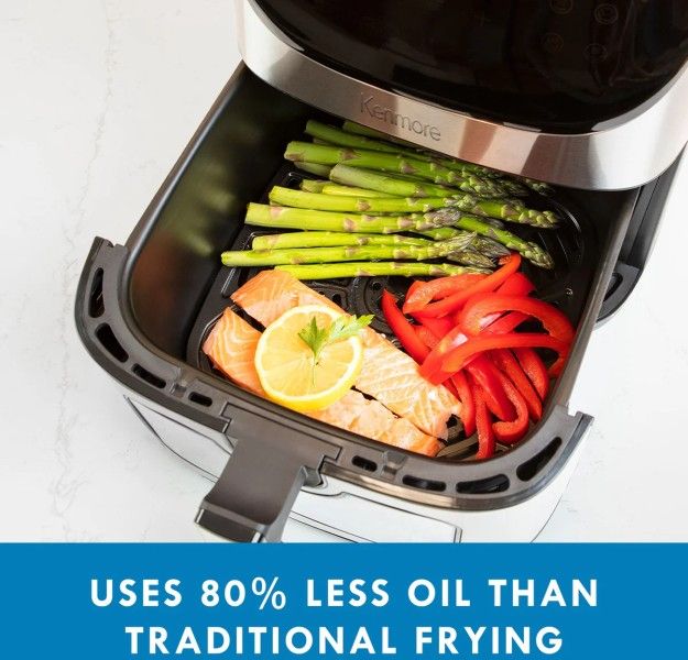 Kenmore® 8Qt 1700W Stainless Steel Family Size Air Fryer with 12 Preset Cooking Functions, Digital Touch Screen, Programmable Temperature & Timer, Viewing Window, Roast Bake Broil Dehydrate Reheat-4