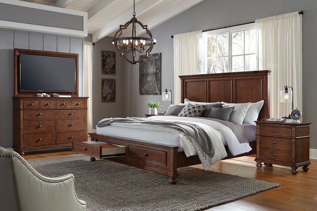 aspenhome® Oxford Whiskey Brown California King Panel Storage Bed-1