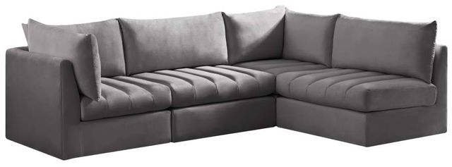 Meridian Furniture Jacob 5-Piece Grey Velvet Modular Sectional Set-0