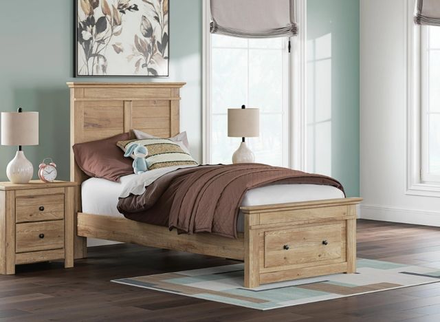 Signature Design by Ashley® Makidern Tan Twin Panel Bed with 2-Drawer Storage-1