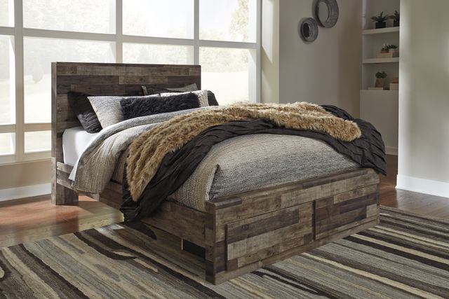 Benchcraft® Derekson Multi Gray Youth Full Panel Bed with 2-Drawer Storage-1