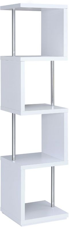 Coaster® Baxter White/Chrome 4-Shelf Bookcase