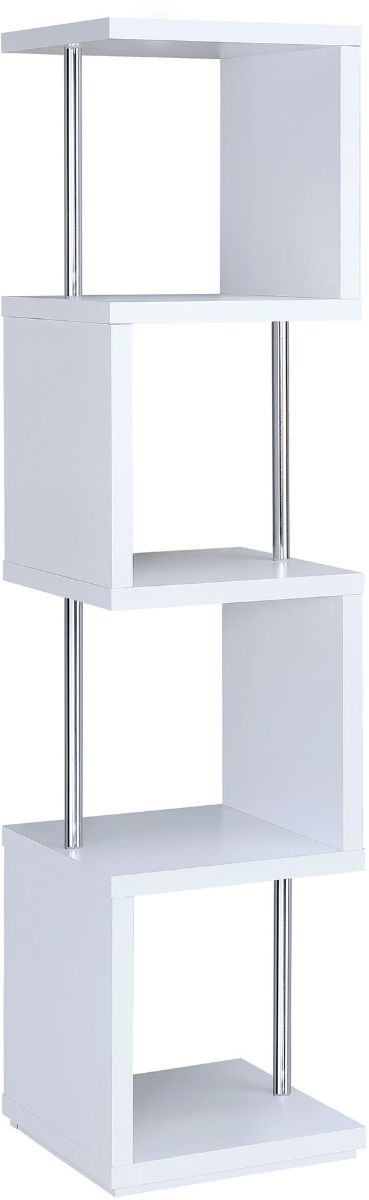 Coaster® Baxter White/Chrome 4-Shelf Bookcase-0