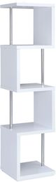 Coaster® Baxter White/Chrome 4-Shelf Bookcase-0