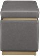 Linon Sunny Gray Faux Leather Rectangle Ottoman-3