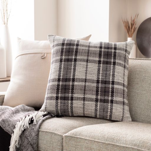 Surya Jacobean Charcoal 20"x20" Toss Pillow with Down Insert-4