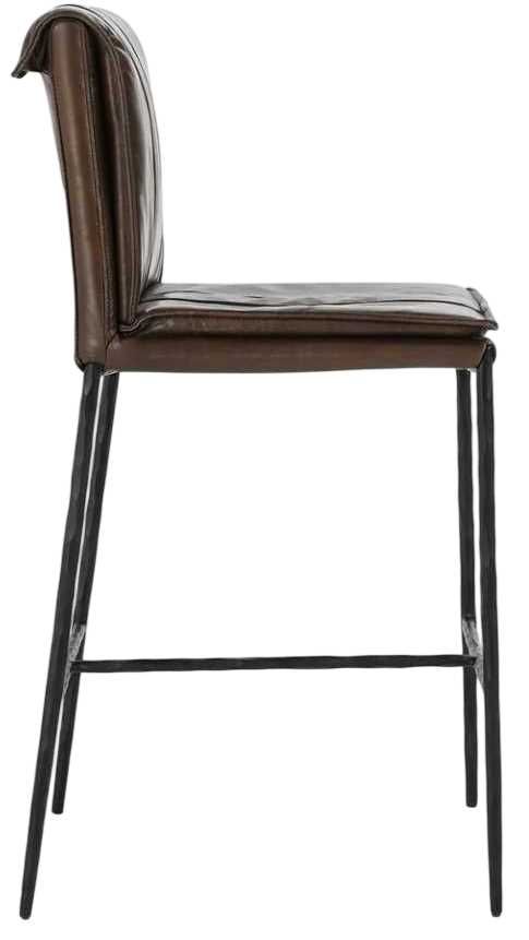 Classic Home Mayer Black/Truffle Brown 26" Leather Counter Stool-3