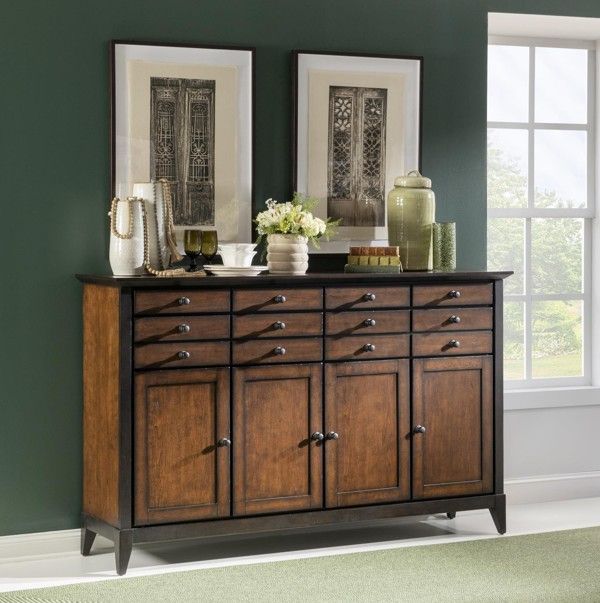Legacy Classic Fenmore Dark Mocha/Distressed Cherry Credenza-4