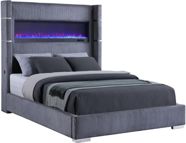 Coaster® Tisdall Gray California King Upholstered Fireplace Panel Bed-0