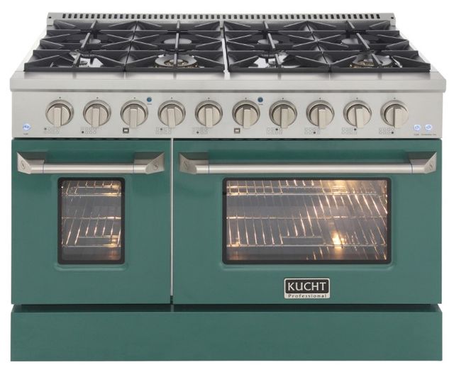 Kucht Professional KNG Series 48" Stainless Steel Pro Style Natural Gas Range with Green Door-0