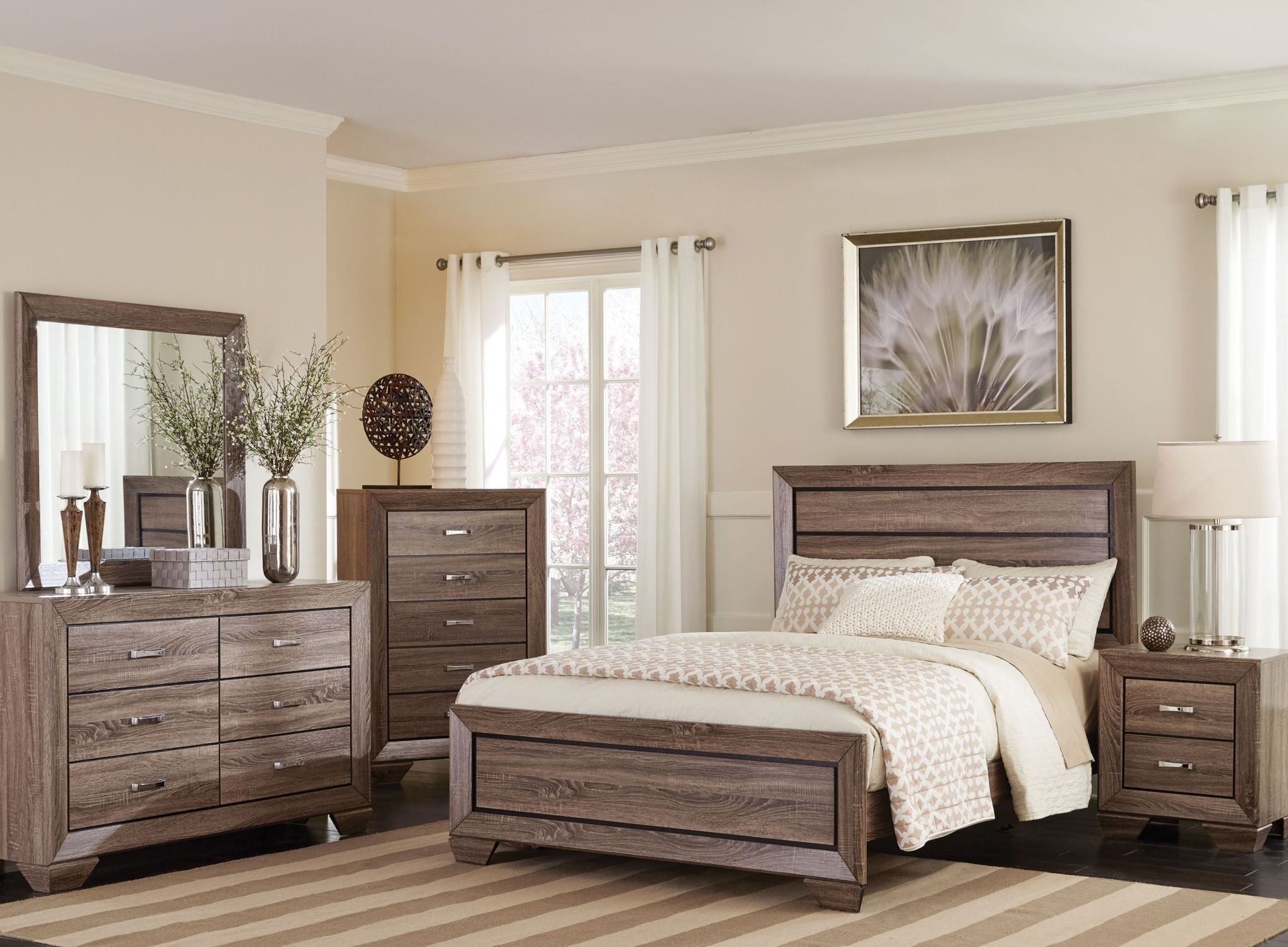 Coaster Kauffman 5 Piece Washed Taupe California King Bedroom Set Furniture Loft Osage City Kansas