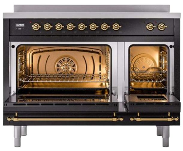 Ilve® Nostalgie II Series 48" Glossy Black Pro Style Induction Range-0