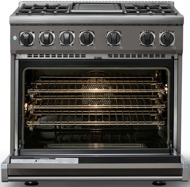 Viking® 7 Series 36" Damascus Gray Pro Style Dual Fuel Range with 12" Reversible Griddle-1