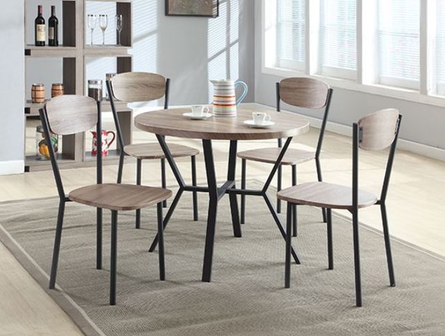Crown Mark Blake 5-Piece Black/Graywash Round Dining Set-1