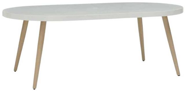Signature Design by Ashley® Seton Creek White Oval Aluminum Outdoor Dining Table with Brown Base-0