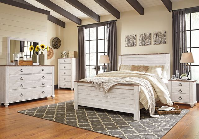 Signature Design by Ashley® Willowton 6-Piece Whitewash King/California King Panel Headboard Bedroom Set-2
