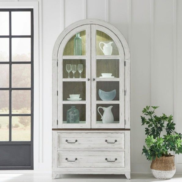 Liberty Furniture River Place Riverstone White/Tobacco Curio Cabinet-1
