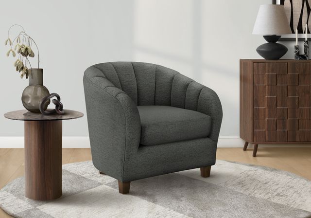 Monarch Specialties Inc. Dark Grey 31" Curved Barrel-Back Accent Chair with Wood Legs-1