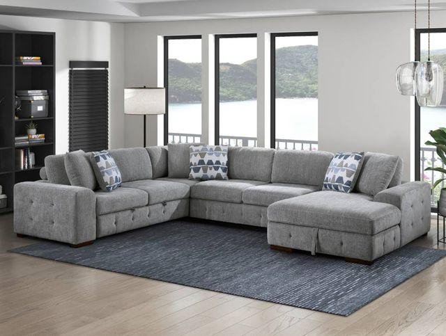 Homelegance® Raife 4-Piece Gray Sectional with Right Chaise-1