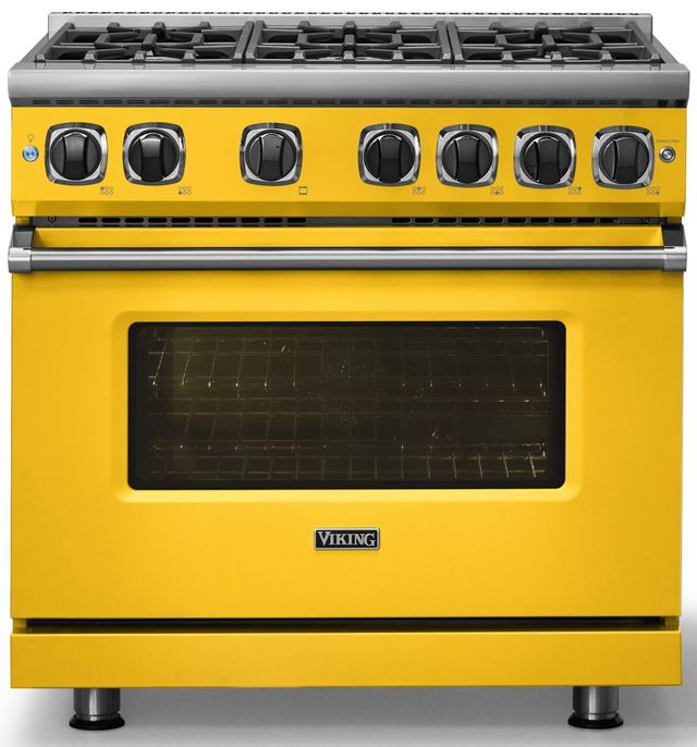 Viking® 7 Series 36'' Daffodil Pro Style Natural Gas Range-2
