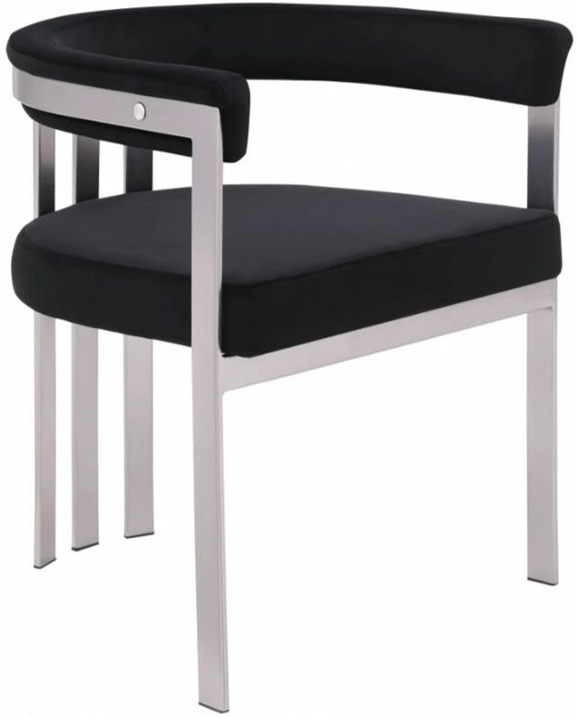 Meridian Furniture Marcello Black/Brushed Chrome Velvet Dining Chair-0