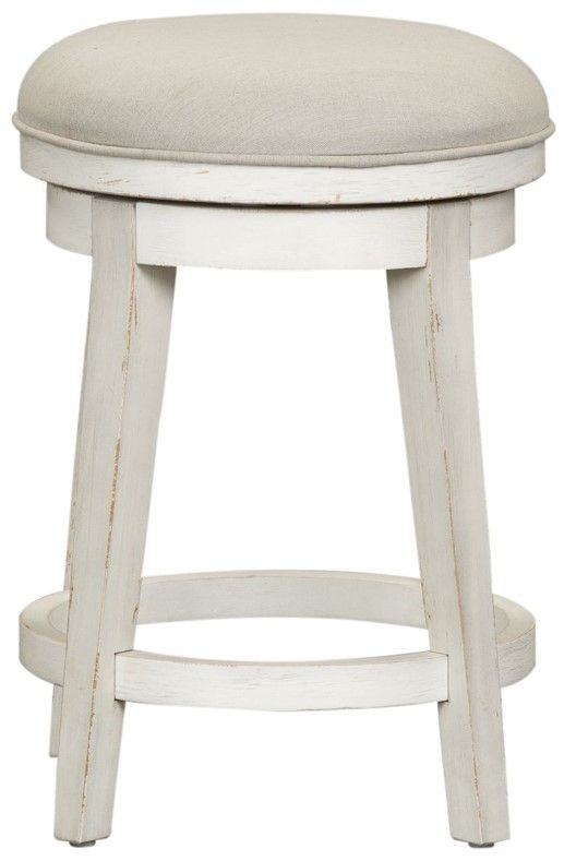 Liberty Furniture Modern Farmhouse Flea Market White/Gray Console Swivel Stool-2
