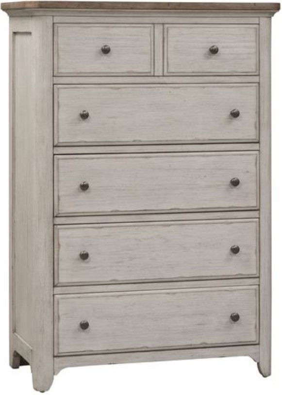 Liberty Furniture Farmhouse Reimagined 5-Piece Antique White/Chestnut King Poster Bed Set-4