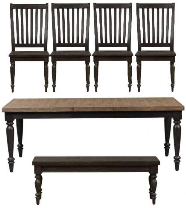 Liberty Furniture Harvest Home 6-Piece Barley Brown/Chalkboard Rectangular Table Set-0