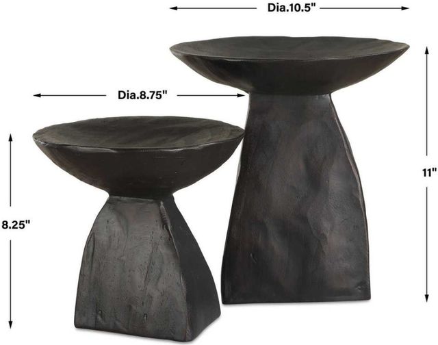 Uttermost® Shadow 2-Piece Matte Dark Brown Pedestal Bowl Set-2