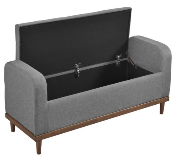 Mazin Furniture Brigitte Gray Lift Top Storage Bench-2