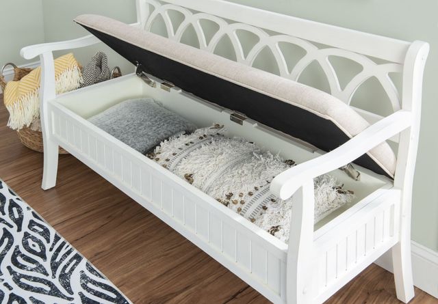 Powell® Elliana White Storage Bench-8