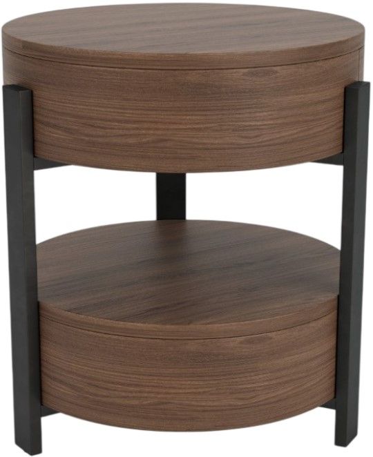 Riverside Furniture Nova Asbury Walnut End Table with Dark Bronze Base-4