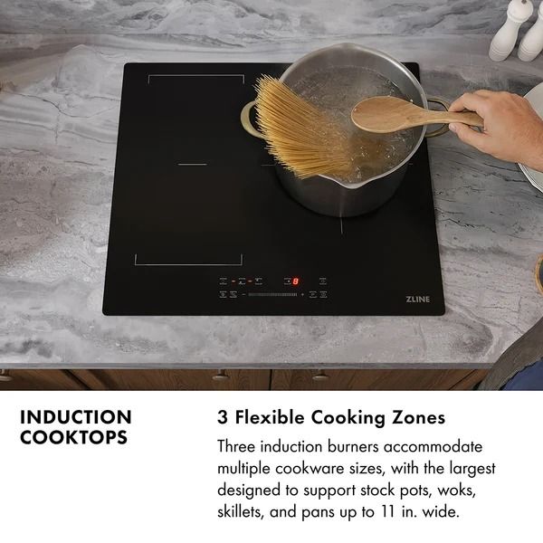 ZLINE 24" Black Induction Cooktop with Anti-Scratch Glass and 3-Elements-4