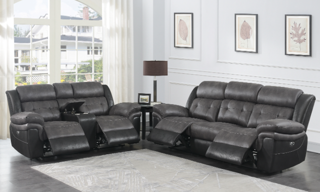 Coaster® Saybrook 2-Piece Black/Charcoal Tufted Cushion Power Living Room Set-1