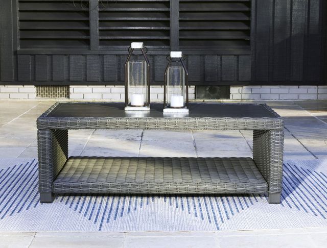Signature Design by Ashley® Elite Park Gray Aluminum/Resin Wicker Outdoor Cocktail Table-5