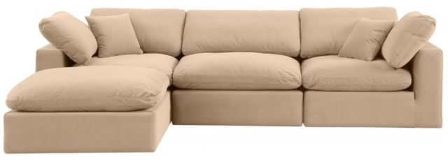 Meridian Furniture Comfy 4-Piece Beige Velvet Modular Sectional -1