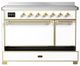 Ilve® Majestic III 48" White Pro Style Induction Range with Solid Door and Brass Trim-2