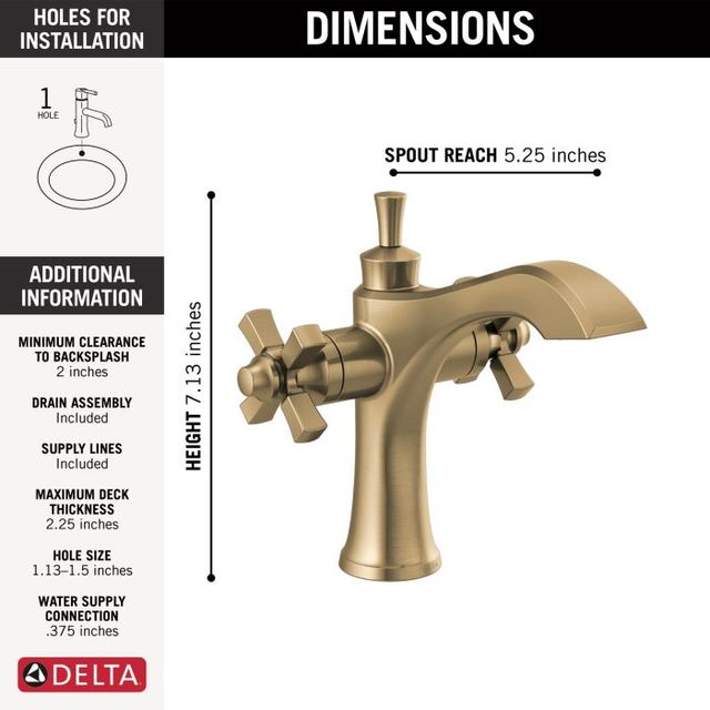 Delta Dorval® Champagne Bronze 2-Handle Cross Single Hole Monoblock Bathroom Faucet-1