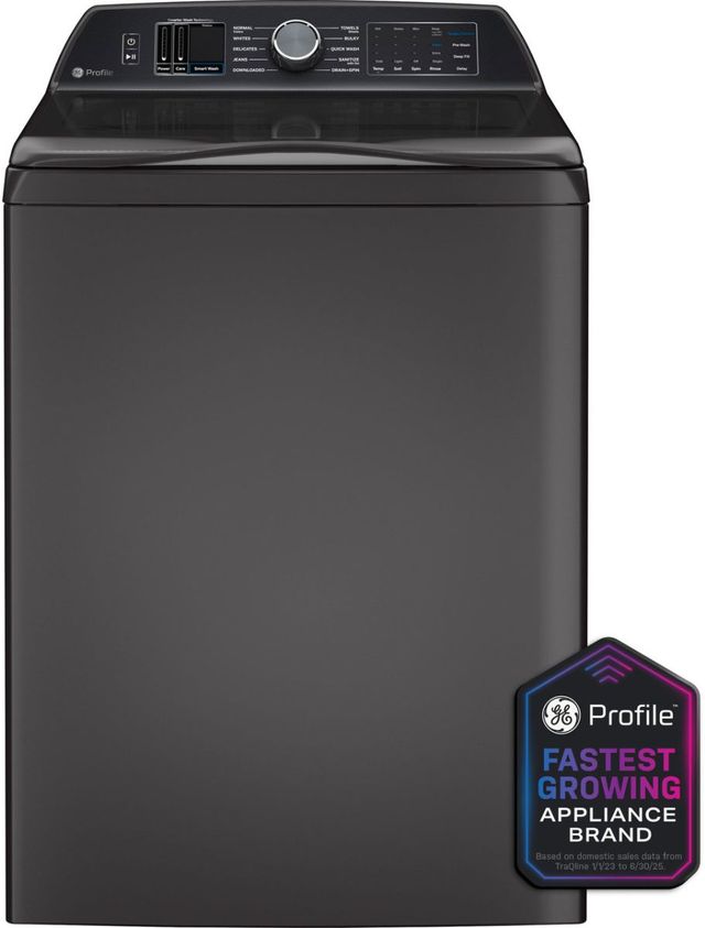 GE Profile™ 5.3 Cu. Ft. Diamond Gray Agitator Top Load Washer with Smarter Wash Technology-1