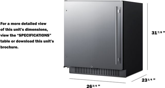 Summit® 27" 4.2 Cu. Ft. Stainless Steel Built-In Under The Counter Refrigerator -3