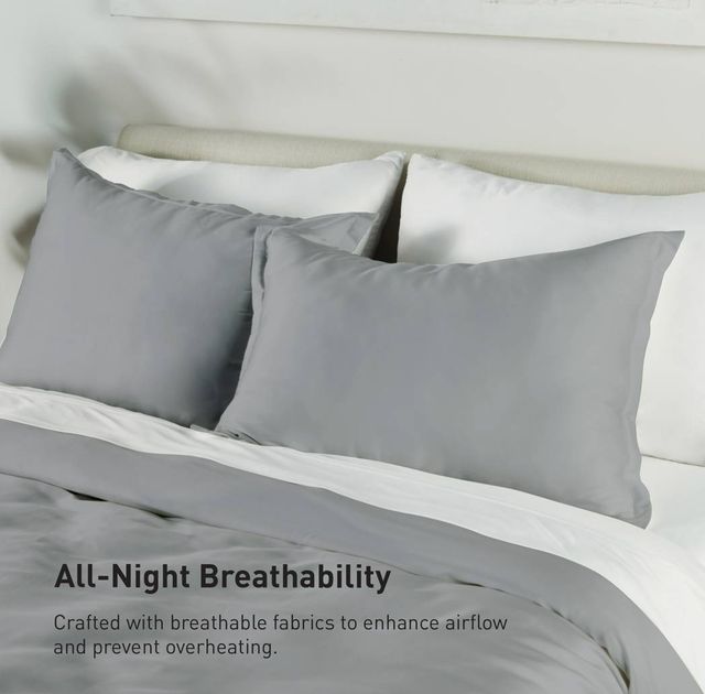 BEDGEAR® Performance® 3-Piece Solid Gray Moisture-Wicking Queen Duvet and Sham Set-4