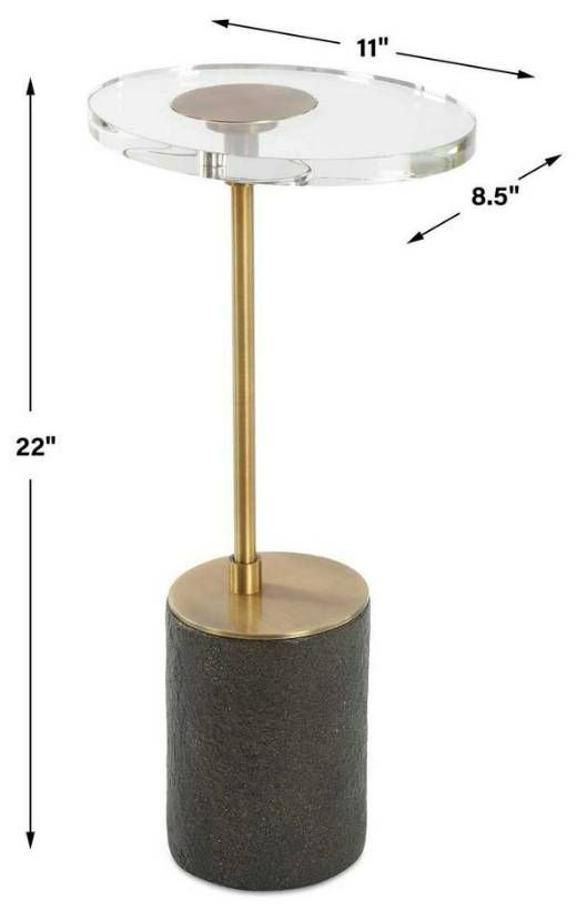 Uttermost® Kaufman Crystal Top Accent Table with Antique Brass/Black Base-2